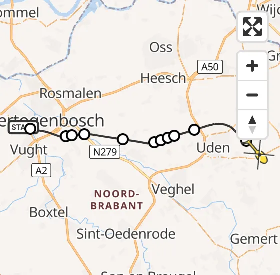 Vlucht Traumahelikopter PH-DOC van Vught naar Vliegbasis Volkel op zondag 29 september 2024 22:22