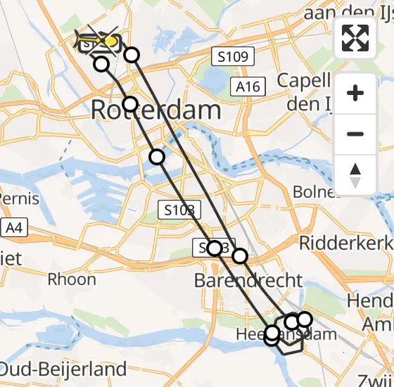 Vlucht Traumahelikopter PH-HVB van Rotterdam The Hague Airport naar Rotterdam The Hague Airport op maandag 30 september 2024 8:22