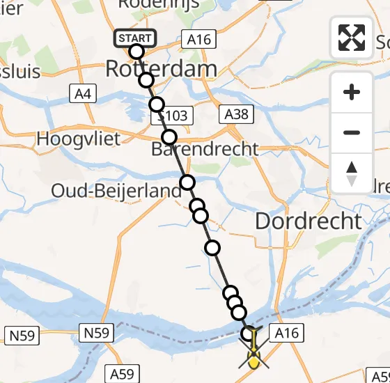 Vlucht Traumahelikopter PH-HVB van Rotterdam The Hague Airport naar Moerdijk op maandag 30 september 2024 8:55