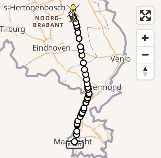 Vlucht Traumahelikopter PH-DOC van Maastricht UMC+ naar Vliegbasis Volkel op maandag 30 september 2024 9:06