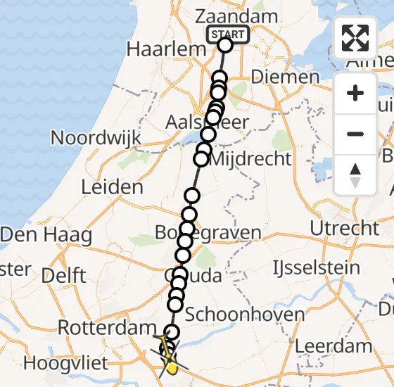 Vlucht Traumahelikopter PH-LLN van Amsterdam Heliport naar Kinderdijk op maandag 30 september 2024 9:37