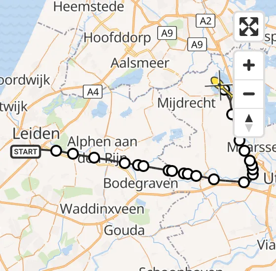 Vlucht Politiehelikopter PH-PXE van Voorschoten naar Vinkeveen op maandag 30 september 2024 9:45