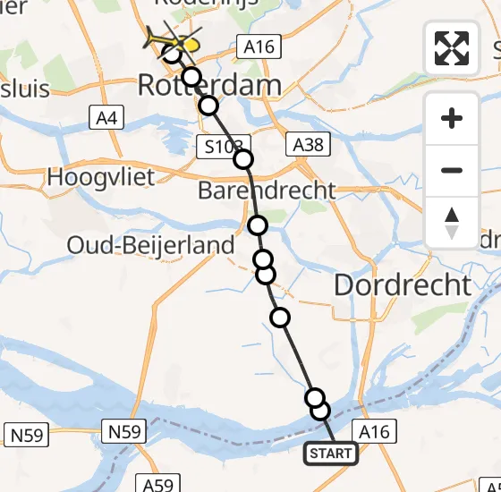 Vlucht Traumahelikopter PH-HVB van Moerdijk naar Rotterdam The Hague Airport op maandag 30 september 2024 10:00