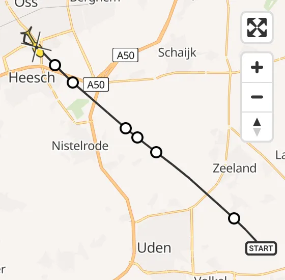 Vlucht Traumahelikopter PH-DOC van Vliegbasis Volkel naar Oss op maandag 30 september 2024 12:10