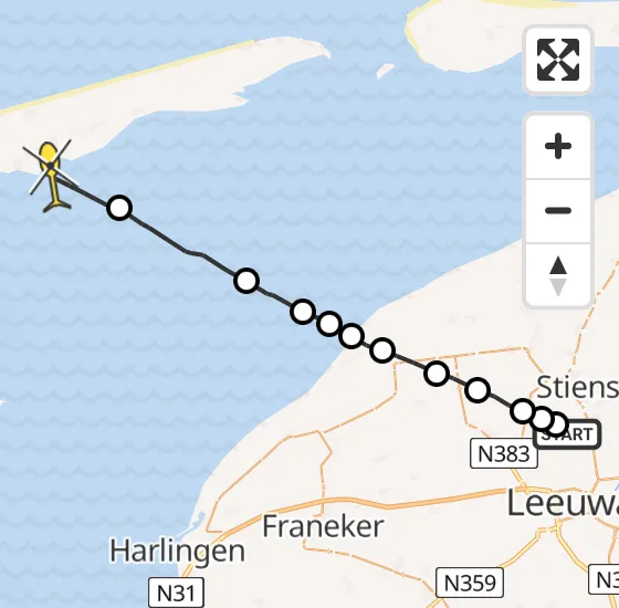 Vlucht Ambulancehelikopter PH-OOP van Vliegbasis Leeuwarden naar Formerum op maandag 30 september 2024 13:02