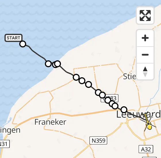 Vlucht Ambulancehelikopter PH-OOP van Oosterend naar Leeuwarden op maandag 30 september 2024 13:35