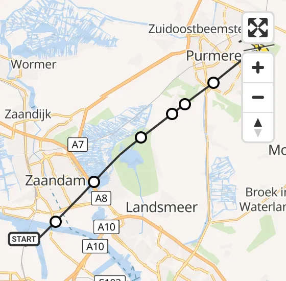 Vlucht Traumahelikopter PH-LLN van Amsterdam Heliport naar Purmerend op maandag 30 september 2024 13:54