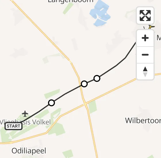 Vlucht Traumahelikopter PH-DOC van Vliegbasis Volkel naar Mill op maandag 30 september 2024 14:00