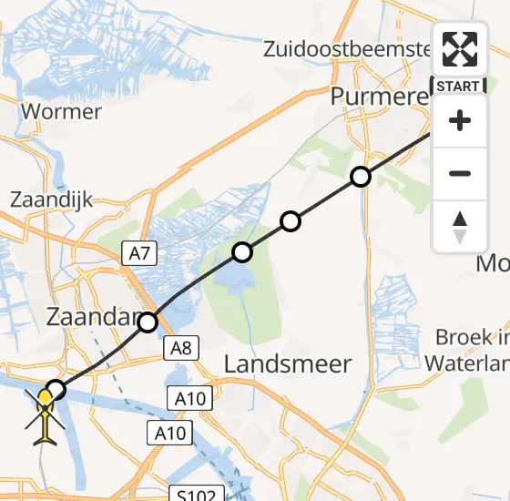 Vlucht Traumahelikopter PH-LLN van Purmerend naar Amsterdam Heliport op maandag 30 september 2024 14:18