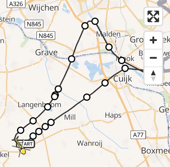 Vlucht Traumahelikopter PH-DOC van Vliegbasis Volkel naar Vliegbasis Volkel op maandag 30 september 2024 18:01