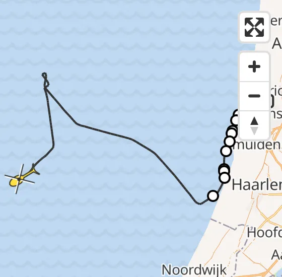 Vlucht Kustwachthelikopter PH-SAR van Castricum naar  op maandag 30 september 2024 20:17