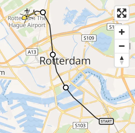 Vlucht Traumahelikopter PH-HVB van Rotterdam naar Rotterdam The Hague Airport op dinsdag 1 oktober 2024 9:44