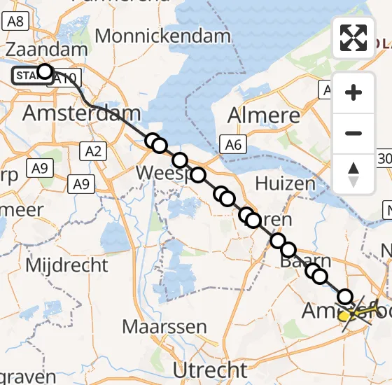 Vlucht Traumahelikopter PH-LLN van Amsterdam Heliport naar Amersfoort op dinsdag 1 oktober 2024 11:17