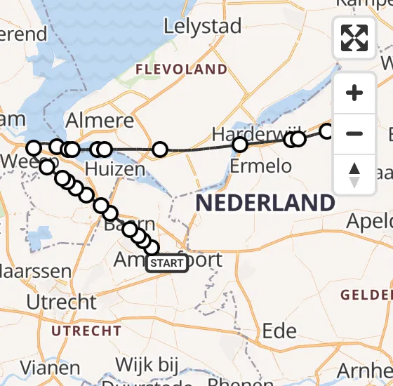 Vlucht Traumahelikopter PH-LLN van Amersfoort naar Nunspeet op dinsdag 1 oktober 2024 11:53