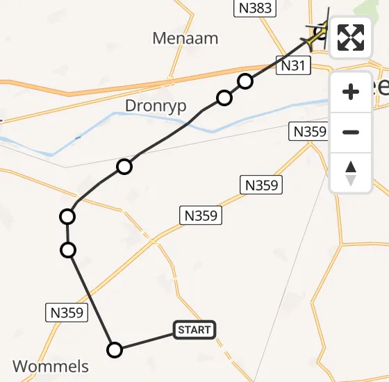 Vlucht Ambulancehelikopter PH-OOP van Easterlittens naar Leeuwarden op dinsdag 1 oktober 2024 14:19