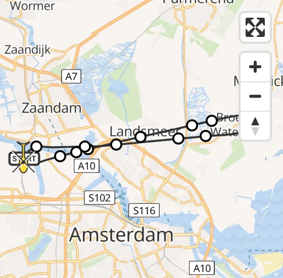 Vlucht Traumahelikopter PH-LLN van Amsterdam Heliport naar Amsterdam Heliport op dinsdag 1 oktober 2024 16:01