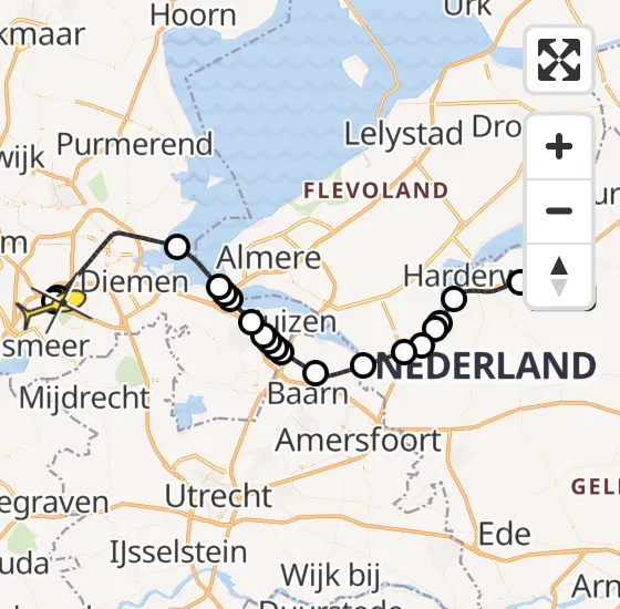 Vlucht Politiehelikopter PH-PXX van Elspeet naar Schiphol op dinsdag 1 oktober 2024 16:52