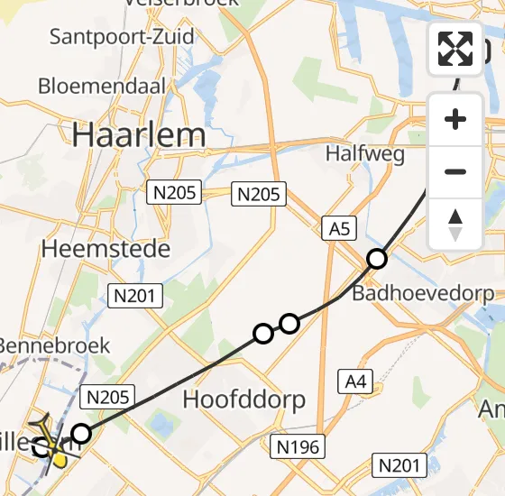 Vlucht Traumahelikopter PH-LLN van Amsterdam Heliport naar Hillegom op dinsdag 1 oktober 2024 17:42