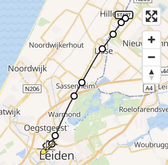 Vlucht Traumahelikopter PH-LLN van Hillegom naar Leiden op dinsdag 1 oktober 2024 18:33