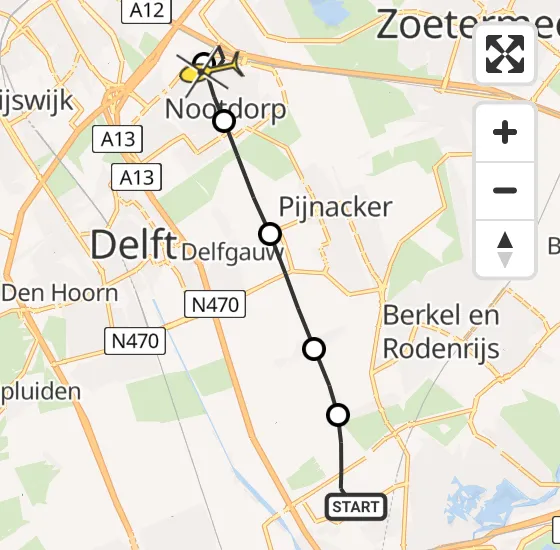 Vlucht Traumahelikopter PH-HVB van Rotterdam The Hague Airport naar Den Haag op dinsdag 1 oktober 2024 19:00