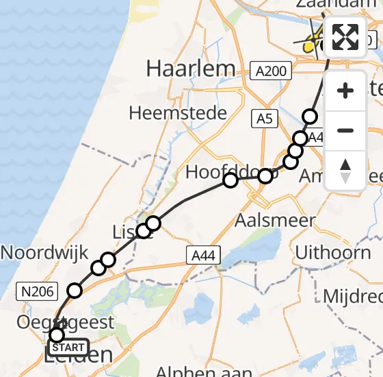 Vlucht Traumahelikopter PH-LLN van Leiden naar Amsterdam Heliport op dinsdag 1 oktober 2024 19:08