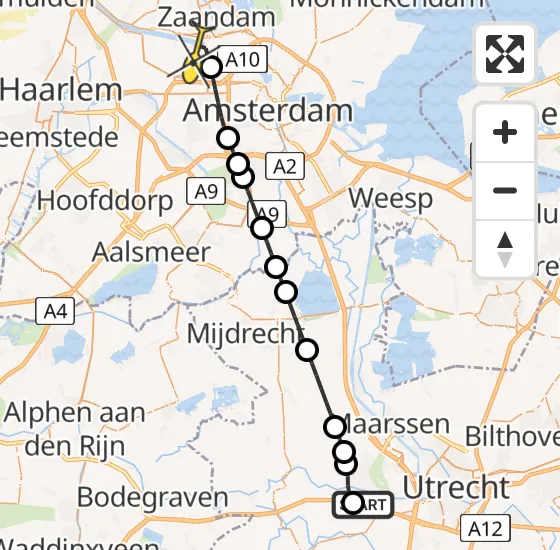 Vlucht Traumahelikopter PH-LLN van De Meern naar Amsterdam Heliport op dinsdag 1 oktober 2024 20:23