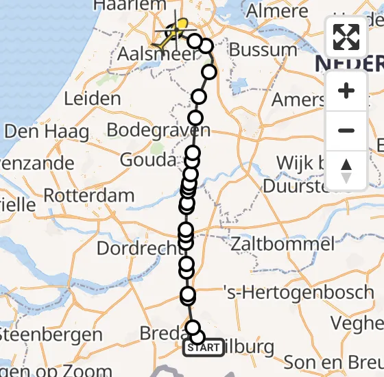 Vlucht Politiehelikopter PH-PXX van Vliegbasis Gilze-Rijen naar Schiphol op dinsdag 1 oktober 2024 20:50