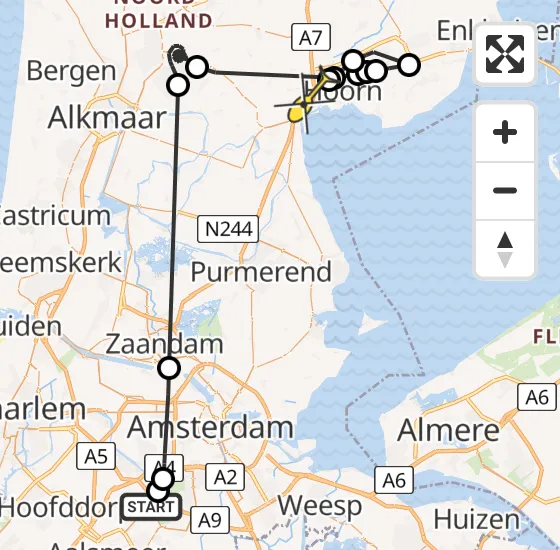 Vlucht Politiehelikopter PH-PXA van Schiphol naar Berkhout op dinsdag 1 oktober 2024 20:51