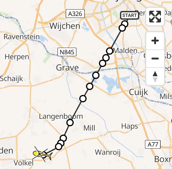 Vlucht Traumahelikopter PH-DOC van Radboud Universitair Medisch Centrum naar Vliegbasis Volkel op dinsdag 1 oktober 2024 23:43