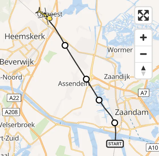 Vlucht Traumahelikopter PH-LLN van Amsterdam Heliport naar Uitgeest op woensdag 2 oktober 2024 8:35