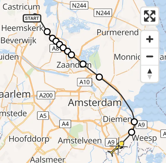 Vlucht Traumahelikopter PH-LLN van Uitgeest naar Academisch Medisch Centrum (AMC) op woensdag 2 oktober 2024 8:58