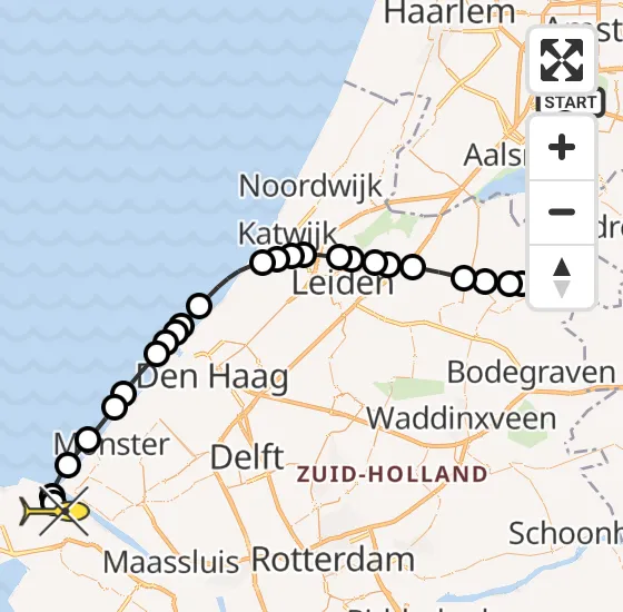 Vlucht Politiehelikopter PH-PXX van Schiphol naar Maasvlakte Heliport op woensdag 2 oktober 2024 9:27