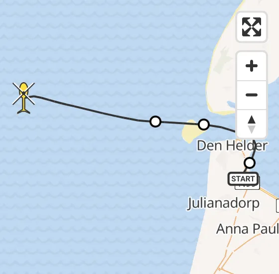 Vlucht Kustwachthelikopter PH-SAR van Vliegveld De Kooy naar  op woensdag 2 oktober 2024 9:29