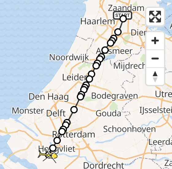 Vlucht Traumahelikopter PH-LLN van Amsterdam Heliport naar Spijkenisse op woensdag 2 oktober 2024 10:15