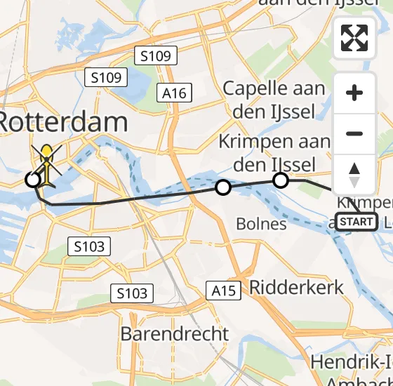 Vlucht Traumahelikopter PH-HVB van Krimpen aan de Lek naar Erasmus MC op woensdag 2 oktober 2024 10:21