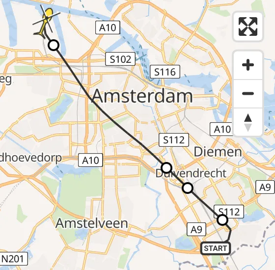 Vlucht Traumahelikopter PH-LLN van Academisch Medisch Centrum (AMC) naar Amsterdam Heliport op woensdag 2 oktober 2024 12:24