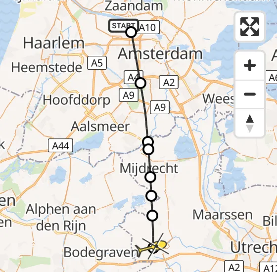 Vlucht Traumahelikopter PH-LLN van Amsterdam Heliport naar Woerden op woensdag 2 oktober 2024 13:53