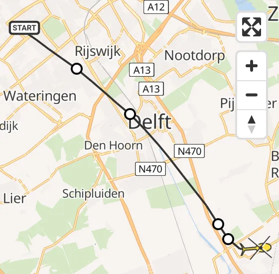 Vlucht Traumahelikopter PH-HVB van Den Haag naar Rotterdam The Hague Airport op woensdag 2 oktober 2024 14:14