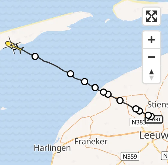 Vlucht Ambulancehelikopter PH-OOP van Vliegbasis Leeuwarden naar Striep op woensdag 2 oktober 2024 14:53