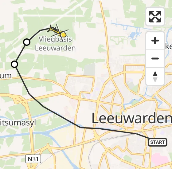 Vlucht Ambulancehelikopter PH-OOP van Leeuwarden naar Vliegbasis Leeuwarden op woensdag 2 oktober 2024 16:14