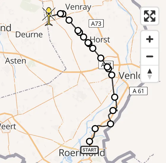 Vlucht Politiehelikopter PH-PXC van Roermond naar Vliegbasis De Peel op woensdag 2 oktober 2024 16:44