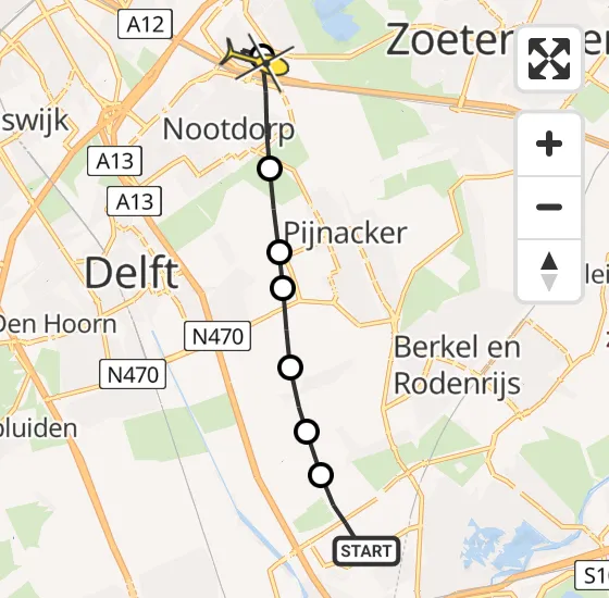 Vlucht Traumahelikopter PH-HVB van Rotterdam The Hague Airport naar Den Haag op woensdag 2 oktober 2024 17:42