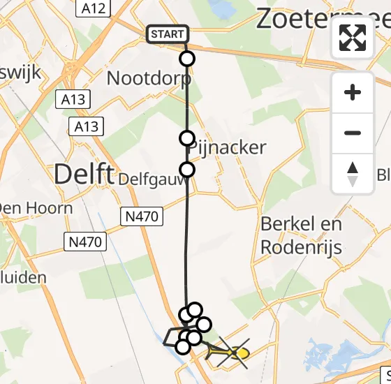 Vlucht Traumahelikopter PH-HVB van Den Haag naar Rotterdam The Hague Airport op woensdag 2 oktober 2024 17:49