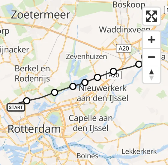 Vlucht Traumahelikopter PH-HVB van Rotterdam The Hague Airport naar Gouda op woensdag 2 oktober 2024 18:55