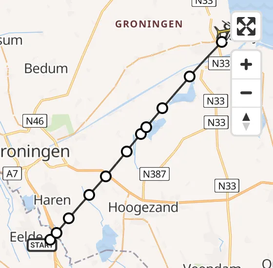 Vlucht Traumahelikopter PH-TTR van Groningen Airport Eelde naar Delfzijl op woensdag 2 oktober 2024 20:25