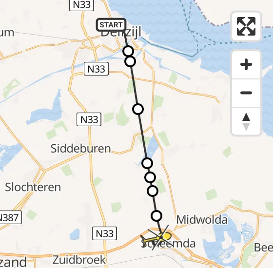 Vlucht Traumahelikopter PH-TTR van Delfzijl naar Scheemda op woensdag 2 oktober 2024 21:06