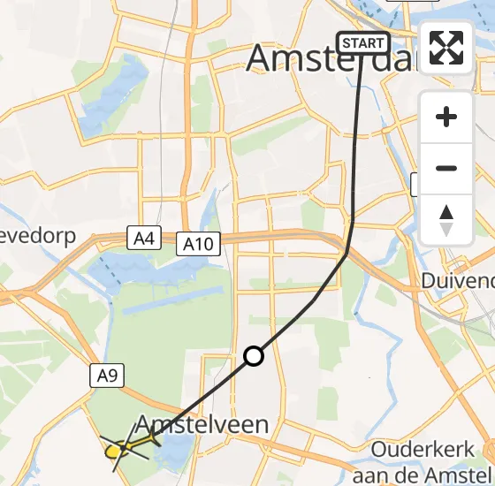 Vlucht Politiehelikopter PH-PXE van Amsterdam naar Amstelveen op woensdag 2 oktober 2024 21:23