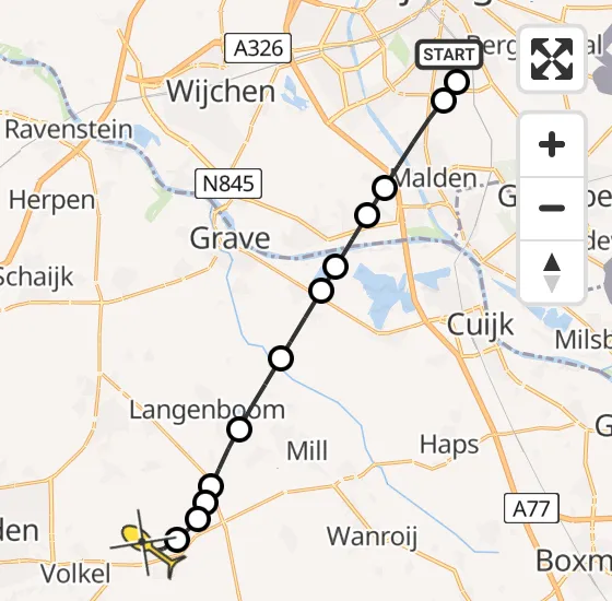 Vlucht Traumahelikopter PH-DOC van Radboud Universitair Medisch Centrum naar Vliegbasis Volkel op donderdag 3 oktober 2024 4:47