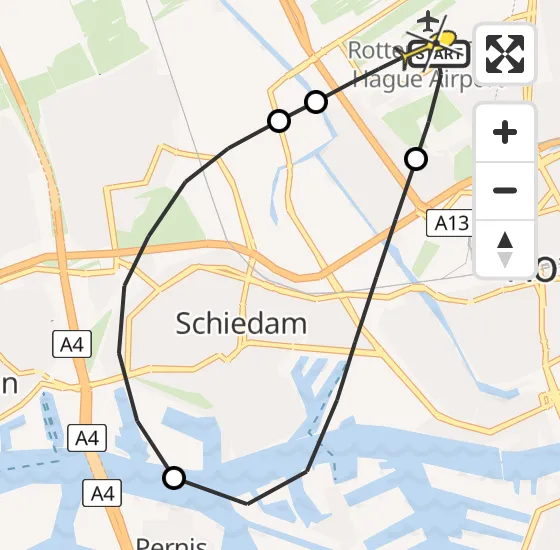 Vlucht Traumahelikopter PH-HVB van Rotterdam The Hague Airport naar Rotterdam The Hague Airport op donderdag 3 oktober 2024 6:54