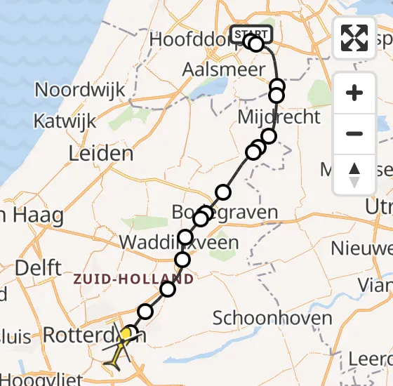 Vlucht Politiehelikopter PH-PXX van Schiphol naar Rotterdam op donderdag 3 oktober 2024 7:46